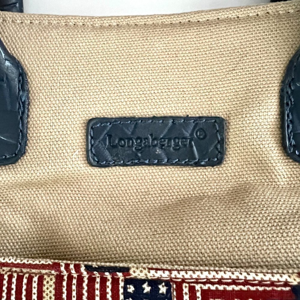 Longaberger Collectors Club Flag Patchwork Americana Canvas Tote Bag Patriotic - Picture 4 of 5